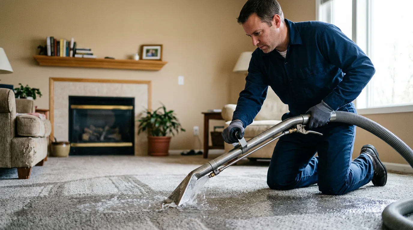 Water damage restoration technician working near Pillsbury, ND